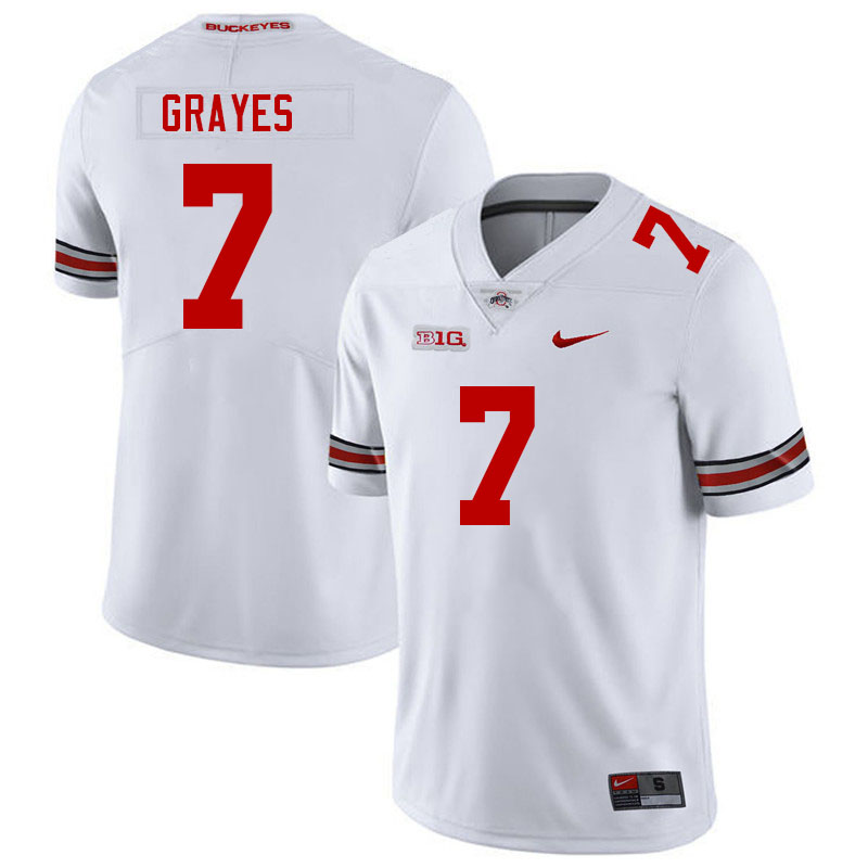 Men #7 Kyion Grayes Ohio State Buckeyes College Football Jerseys Stitched-White